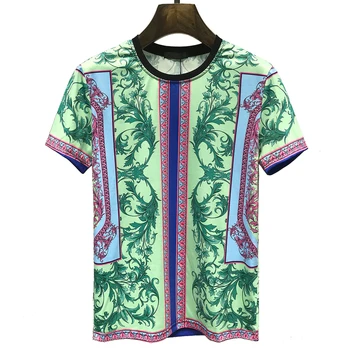 

new Men's T-shirt 3D Flower and Animal Printed Figure Short Sleeve Tuns Female Summer Street Wear Hip Hop Cotton Crown Europe