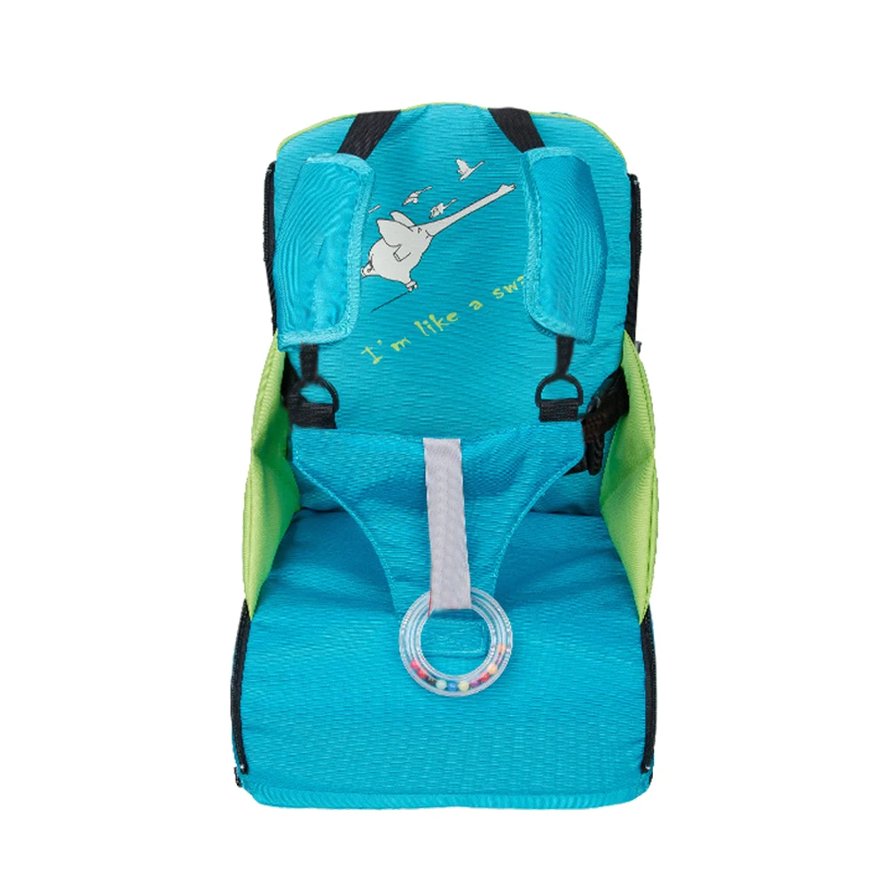 Портативный складной для путешествий с регулируемым ремнем, стульчик для кормления детей на молнии - Цвет: Синий
