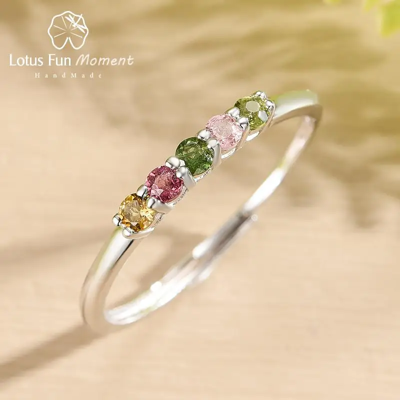 Lotus Fun Natural Tourmaline Gemstone Fashion Multicolor Ring Real 925 Sterling Silver Fine Jewelry Wedding Rings for Women Gift Lotus Fun Natural Tourmaline Gemstone Fashion Multicolor Ring Real 925 Sterling Silver Fine Jewelry Wedding Rings for Women Gift
