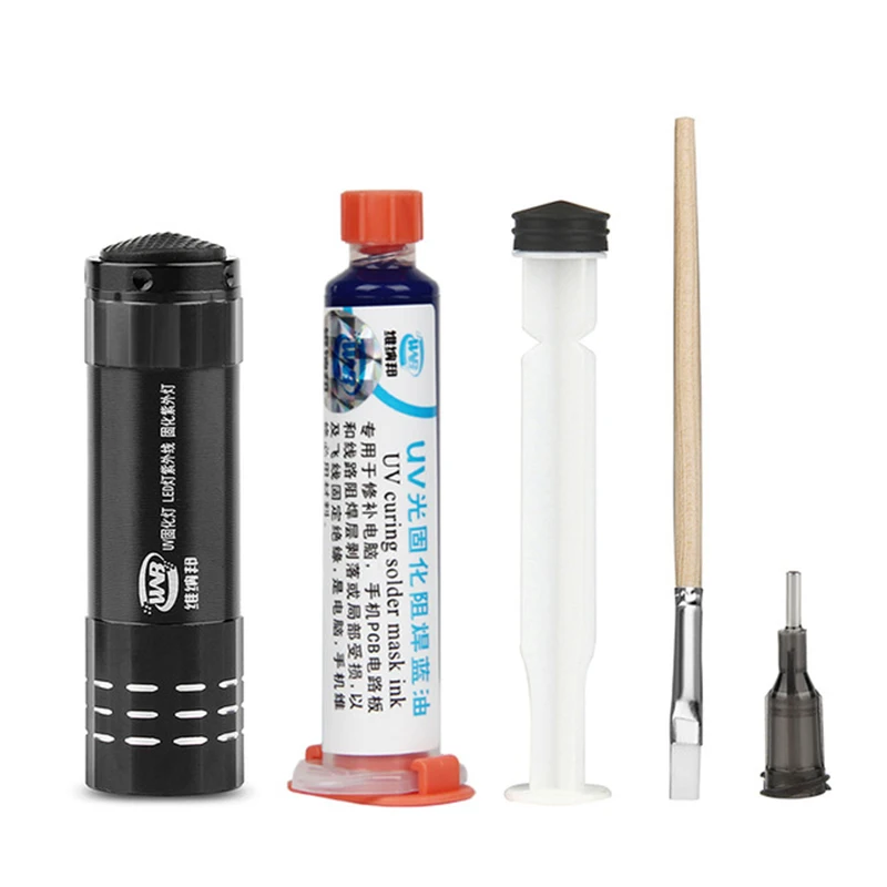 

10CC Blue Oil UV Photosensitive Curing Solder Mask Ink PCB Paint Prevent Corrosive Arcing for iPhone Motherboard Rework Tool