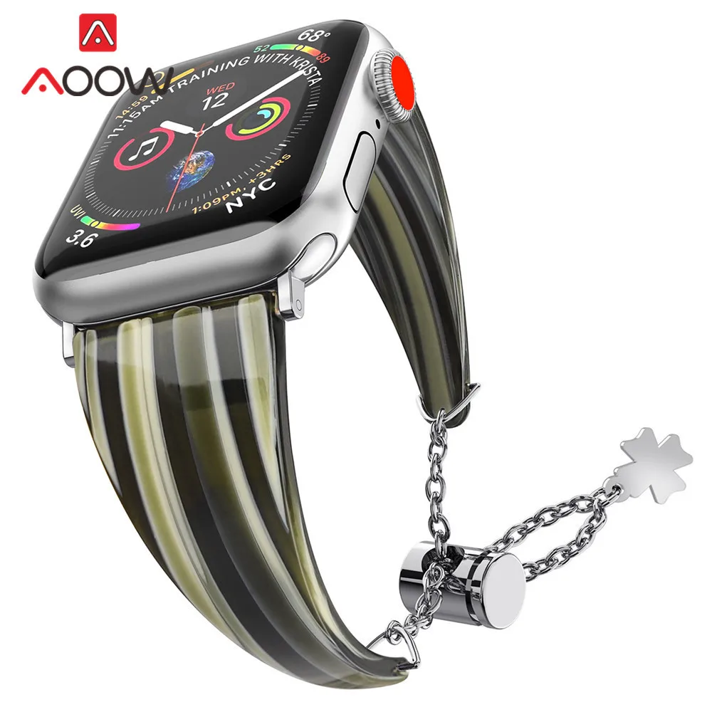 Водонепроницаемый резиновый ремешок для часов Apple Watch 40 мм 44 мм 38 мм 42 мм модный металлический Регулируемый Браслет ремешок для iwatch 4 3 2 1