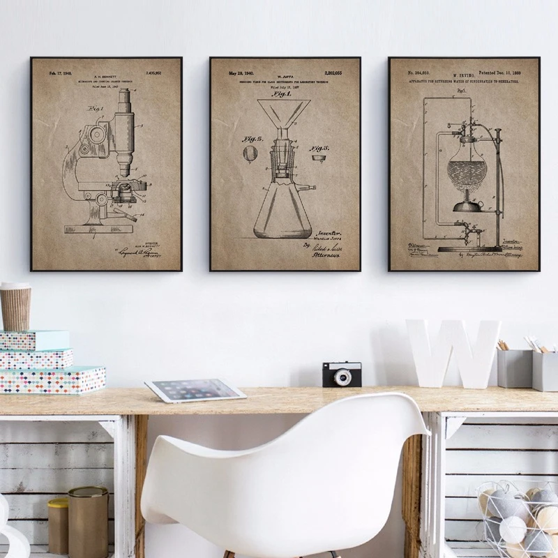 

Science Patent Posters and Prints Chemistry Research Wall Art Canvas Painting Pictures Scientist Gift Laboratory Art Wall Decor