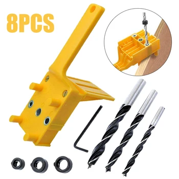 

8Pcs/set Dowel Jig Wood HSS Drill Bits Woodworking Jig ABS Alloy DIY Pocket Hole Jig Drill Guide Tool