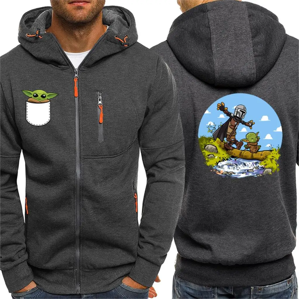 

Mandalorian Hoodies Men Hip Hop Streetwear Baby Yoda Spring Winter New 2020 Zipper Casual Jackets Star Wars Cute Print Hooded