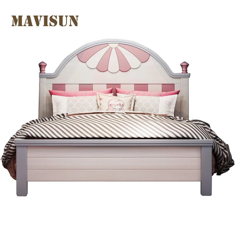 St. Tisbourg Pink Children's Bed Solid Wood Princess Mediterranean Solid Wood Bed Girl Daughter Room Girl Bedroom Furniture