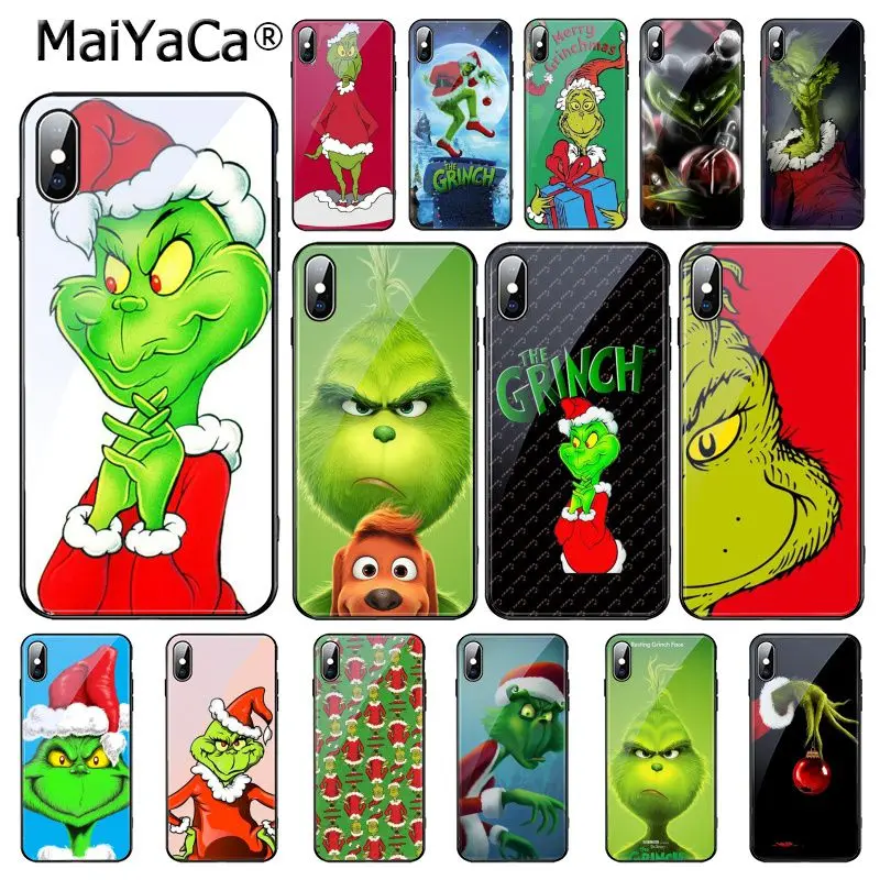 

MaiYaCa Green ofMonster Grinch Tempered Glass Phone Case For iphone 11 Pro XR XS MAX 8 X 7 6S 6 Plus