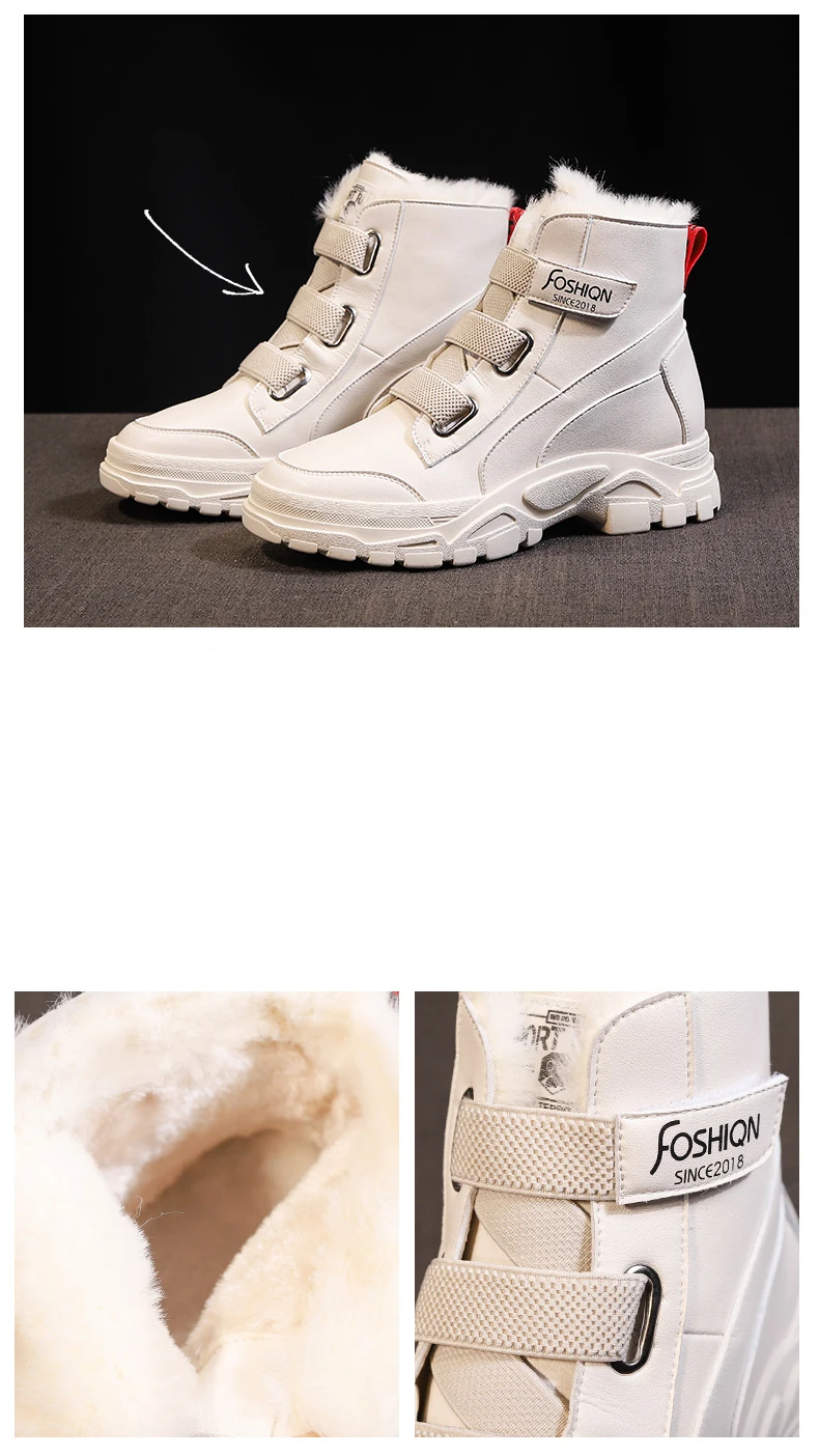 SWYIVY/женская зимняя обувь из микрофибры; женские зимние ботинки; коллекция года; женские ботильоны на липучке; плюшевые зимние женские ботинки на платформе