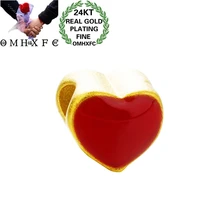 OMHXFC Европейская мода Женская Девушка Вечерние День рождения Свадьба Подарок красное черное сердце 24KT золотое ожерелье с подвеской Шарм PN287