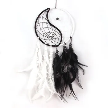 

1PC Indian Dream Catcher Car Charm Yin Yang Tai Chi Dream Catcher Creative Home Decor Black White Entrance wall hanging pendants