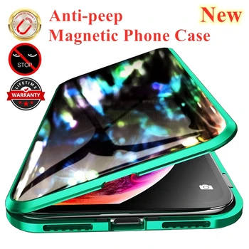 

Magnetic Metal Privacy Tempered Glass Phone Case For Samsung galaxy S20 Plus Note 10 8 9 S10 S9 S8 For Samsung S20 Ultra S10 5G