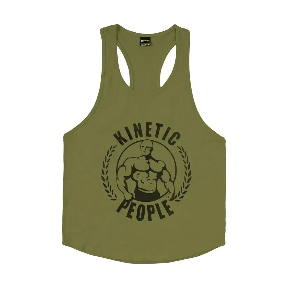 Gyms Tank Tops Men Elastic Cotton Vest O-Neck Gyms Tank Top Men Sleeveless Shirts Muscle Men Fitness Tops - Цвет: 10