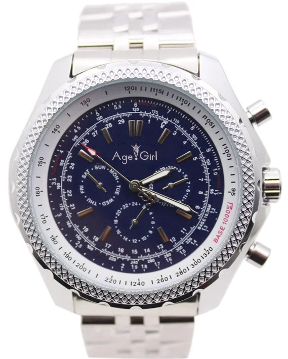 

Brand New Silver Black Leather Automatic Mechanical Watch Stainless Steel Bracelet Men's Sport Drive Big Watches 48mm