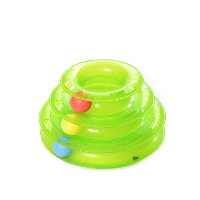 Pet Cat Toy Ball Pet Toy Cat Three-Layer Track Turntable Pet Supplies Intelligence Training Interactive Turntable With 3 Balls - Цвет: green