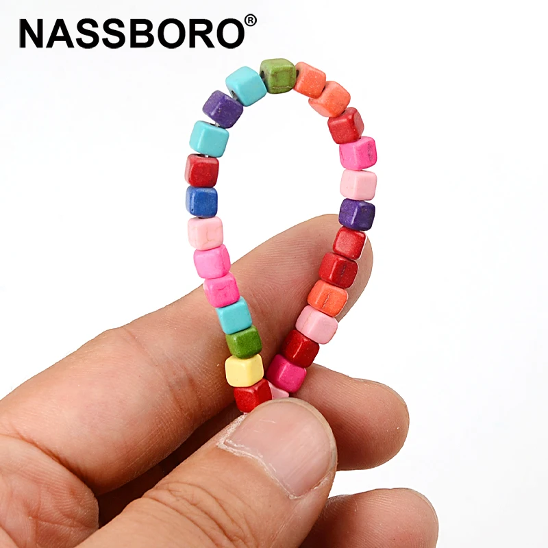 

4MM Square Cube Natural Stone Beads Charm Spacer Loose Beads for Jewelry Making DIY Necklace Bracelet Earrings