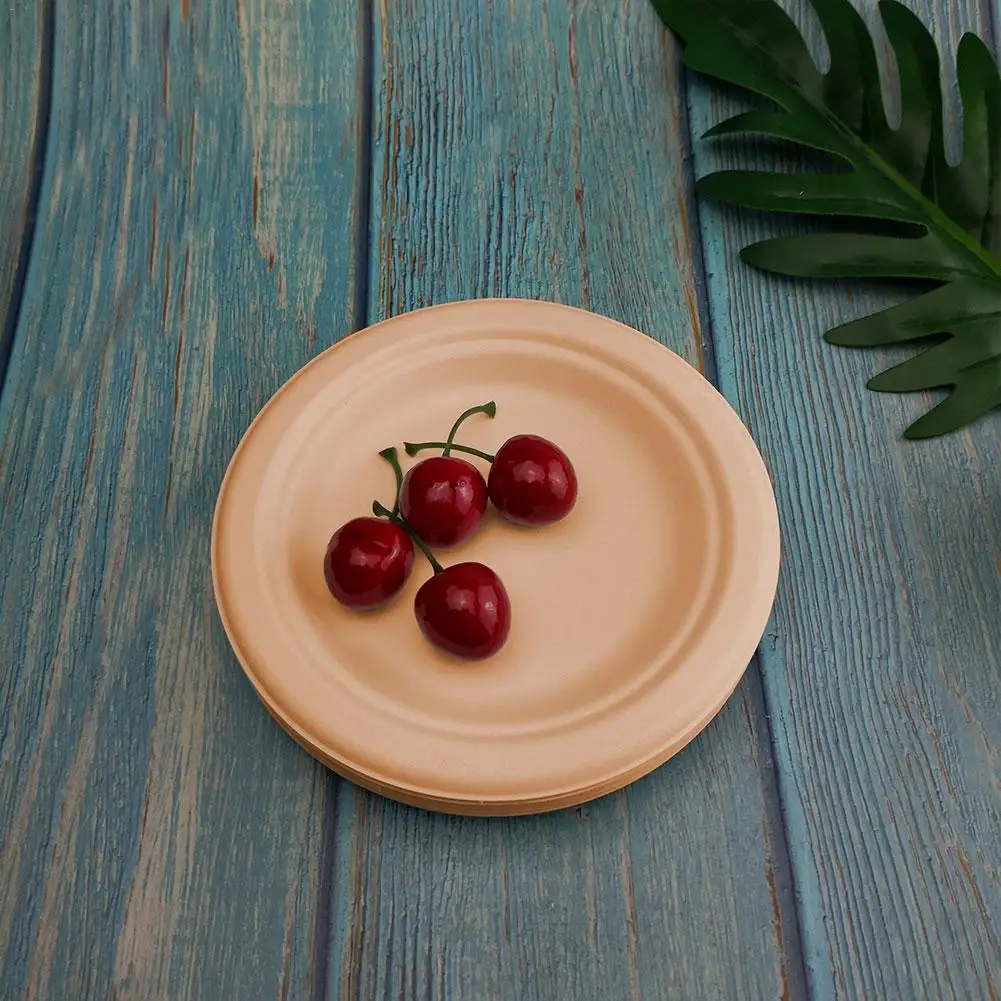 50 шт. 6/7/9in 100% Compostable бумажные тарелки сверхпрочные качественные натуральные