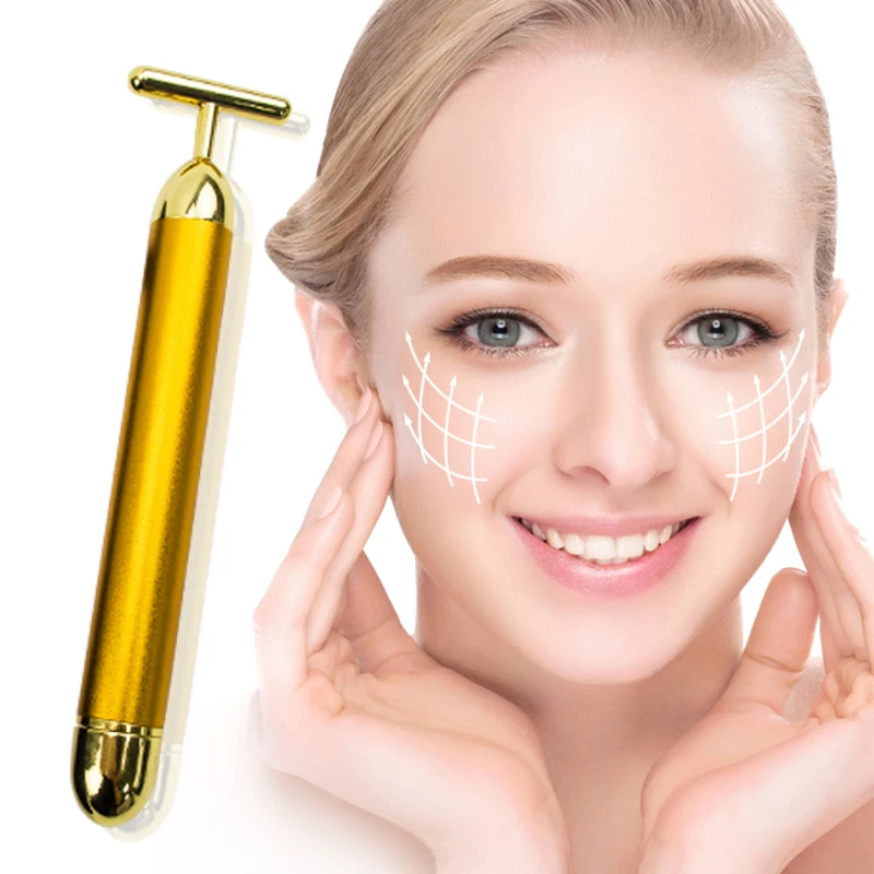 Массажер для лица похудения 24k Gold Vibration Beauty Bar импульсный укрепляющий роликовый