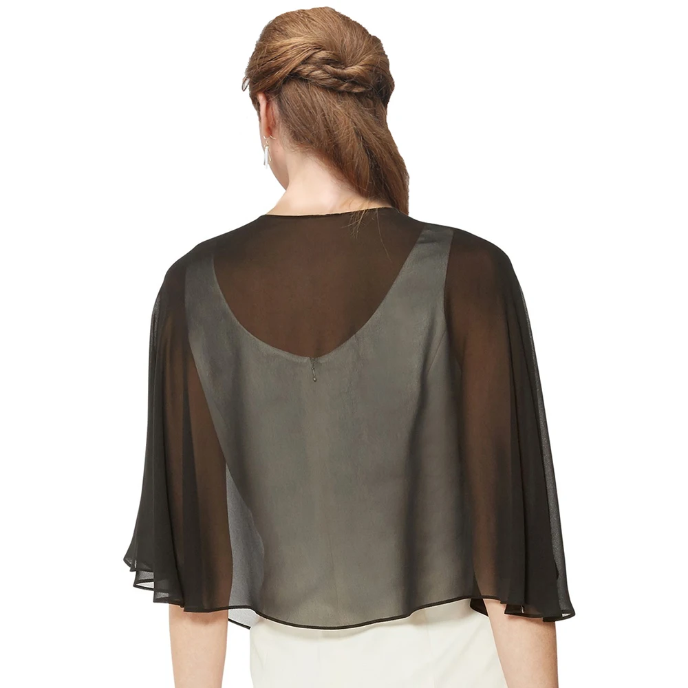 Women Chiffon Bolero Prom Party V-neck Shrug wedding shawl