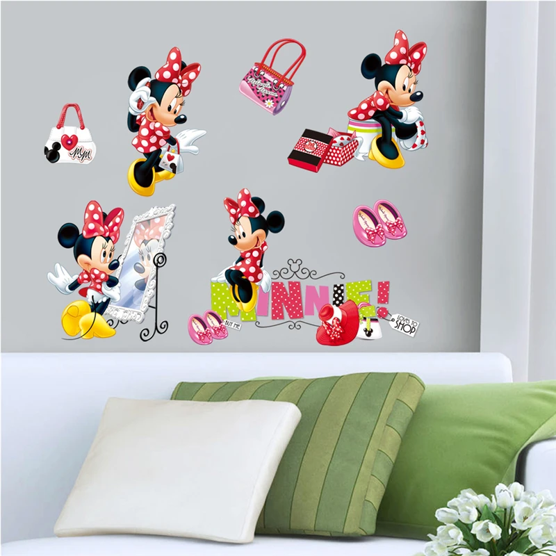 Cartoon Disney Fashion Minnie Wall Stickers For Kids Rooms Girls Party Gifts Home Decor Wall Decals PVC Mural Art Diy Wallpaper Cartoon Disney Fashion Minnie Wall Stickers For Kids Rooms Girls Party Gifts Home Decor Wall Decals PVC Mural Art Diy Wallpaper