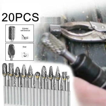 

20Pcs Rotary Burr Tungsten Carbide Carving Burrs Grinder Bit 3mm Shank