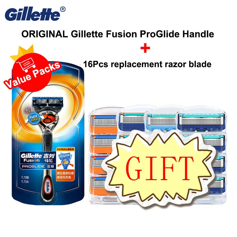 Online Original Gillette Fusion Proglide mango de afeitar soporte de afeitado con hoja de afeitar de repuesto para maquinilla de afeitar Manual de seguridad