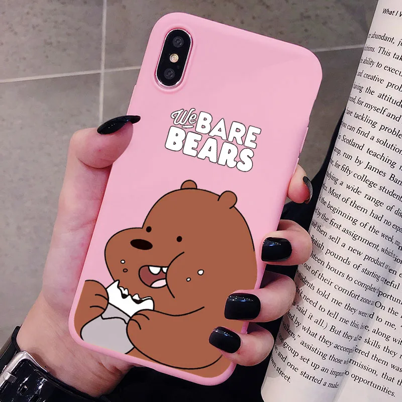 Чехол для телефона XiaoMi RedMi Note 8, 7, 6, 5, K20 Pro, матовый Силиконовый чехол с мультяшным принтом «Мы Голые Медведи», мягкая задняя крышка - Цвет: P2Pink