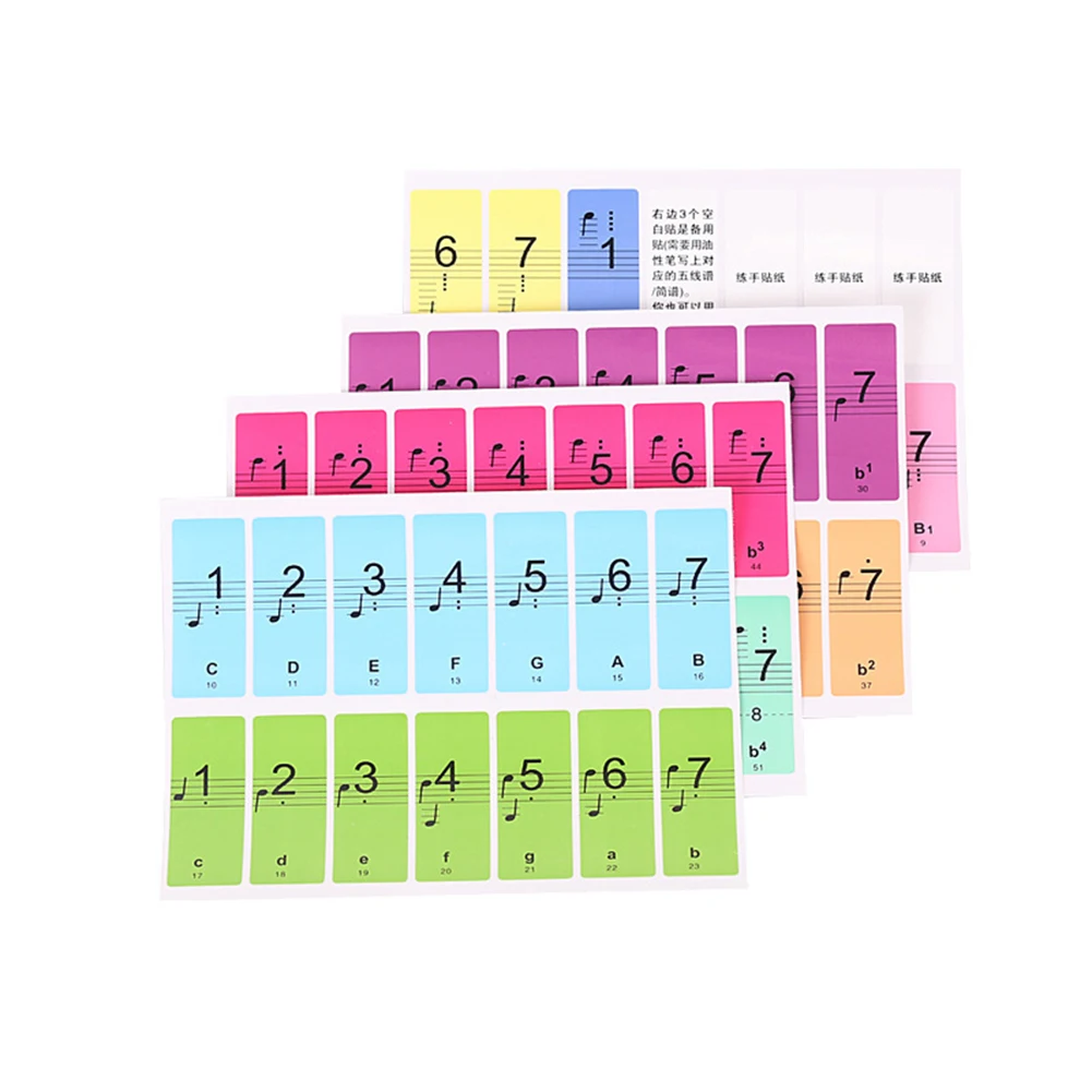 88 Keys Piano Keyboard Stickers 2-in-1 Numbered Musical Notation And Staff Electronic Keyboard Key Piano Stave Note Sticker piano stickers