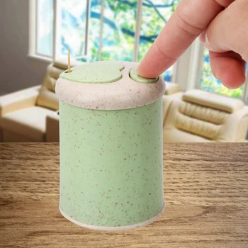 

Automatic Durable Toothpick Holder Dispenser Press Type Save Space Wheat Straw Decoration Container Eco-friendly Restaurant Home