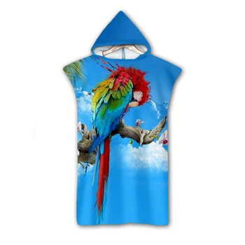 

3D Digital Printing Parrot Hooded Towel Wearable Bath Towel For Adults Flamingo Tropical Travel Microfiber Beach Towels style-8
