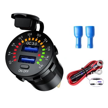 

Socket ABS LED Indicator Fast Charging Dual USB DC12V To 24V With Lid Warning Adapter Car Charger Mobile Phone Digital Voltmeter