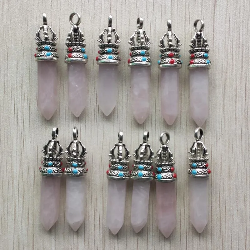 

Wholesale 12pcs/lot new fahsion good quality natural stone pink pillar charms Pendants for jewelry marking free shipping