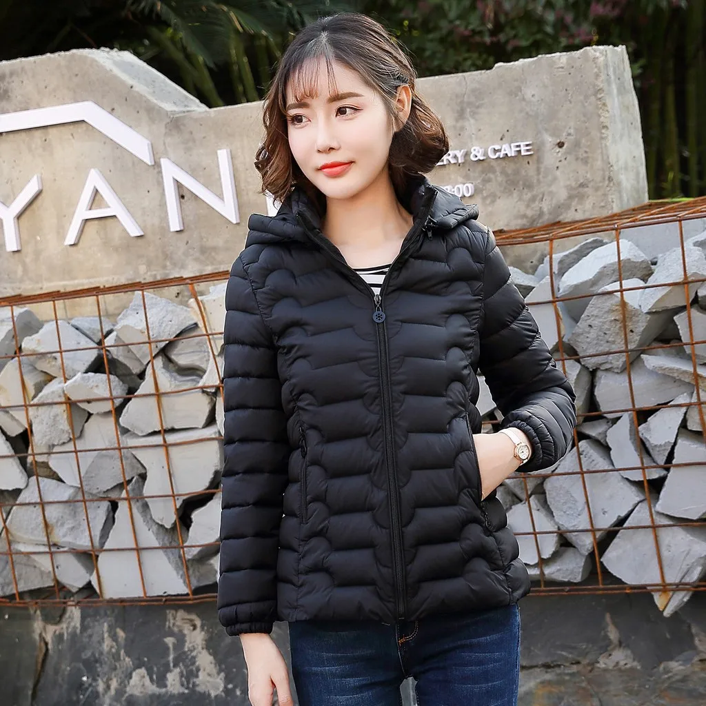 

Winter ladies short coat Detachable hooded jacket Cotton Hooded Winter Jacket Solid color warm jacket Y10.1