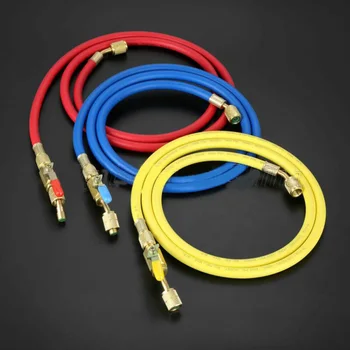 

3pcs HVAC 1/4inch SAE 800 PSI Charging Hoses W/Shut Valve AC R410a R134a Refrigerant High Quality R134A AC Charging Hoses