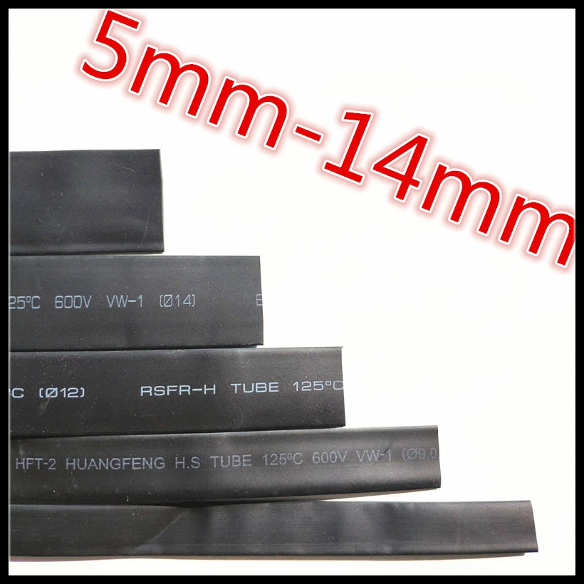 

1meter 2:1 Black 5mm 5.5mm 6mm 7mm 8mm 9mm 10mm 11mm 12mm 13mm 14mm Heat Shrink Heatshrink Tubing Tube Wire Dropshipping