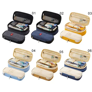 

Original small fresh canvas pencil bag simple large capacity writing case Korean junior high school students pencil case