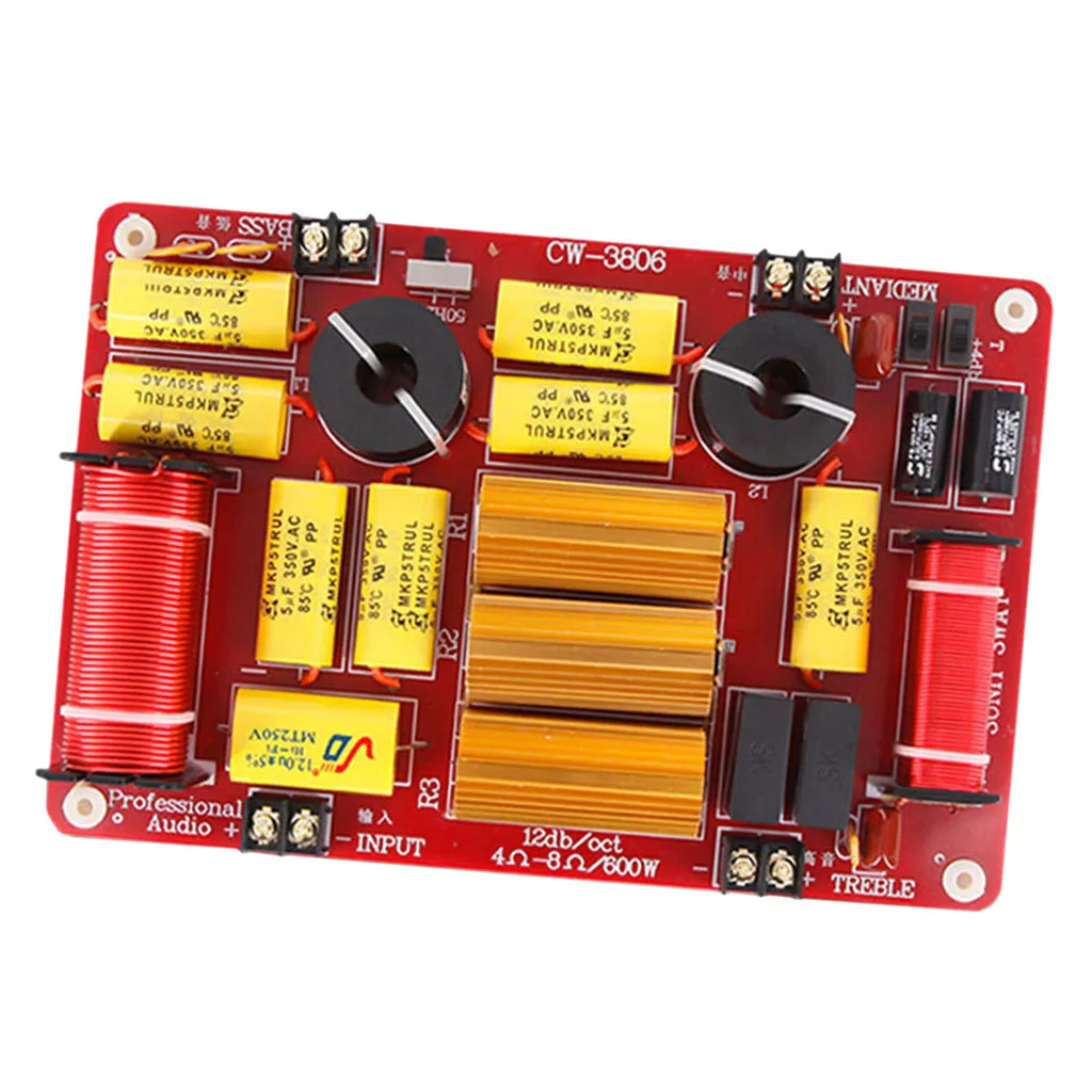 Universal 3 Way 600W Hi/Mi/Lo Crossover Frequency Divider Clear Audio