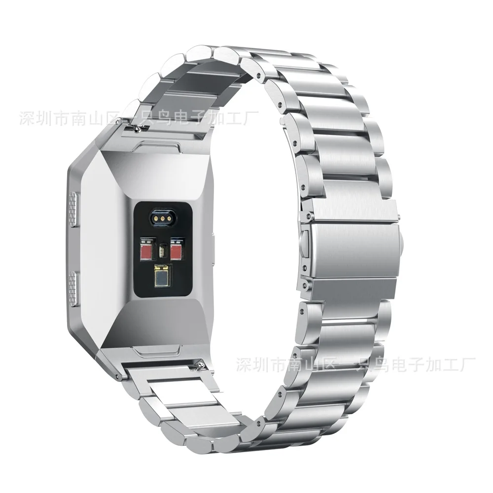 Подходит для Fitbit ионной ремешок для наручных часов с ионизатором Сан Чжу Рогатка с пряжкой однотонные Нержавеющая сталь на цепочке Сталь группа