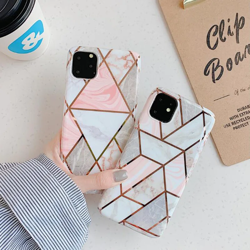 TPU Silicone Geometry Pattern Protective Phone Case For iPhone 11 Pro Max