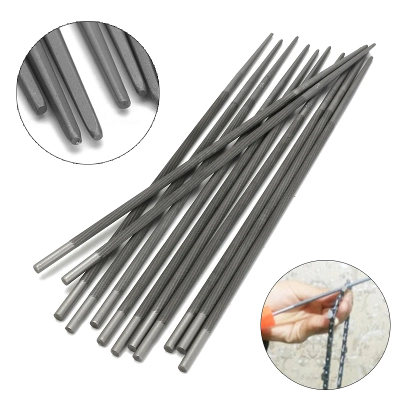 DWZ 12PCS 3/16'' Chainsaw Round Files For Sharpenning Chains Saw Sharpener