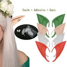 1 ensemble Halloween Vampire Dents avec Résine Adhésive Prothèses Crocs et Latex Elf Oreilles Costume De Fête Accessoires De Vacances BRICOLAGE Décorations