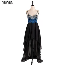 Черные платья для выпускного вечера элегантные спереди короткие сзади длинные Новое поступление А-силуэта без Рукавов шифоновые длинные вечерние платья Vestido De Gala LT2869