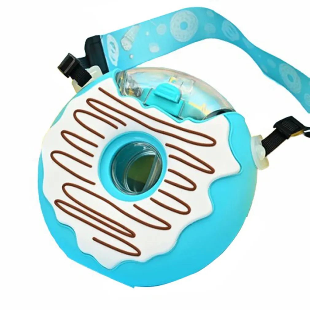 

Cartoon cute donut plastic doll water cup Children's straw kettle Double layer Environmental protection