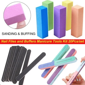 

20Pcs/Pack Nail Files Buffer Block Sanding Professional Manicure Pedicure Tools Kit Rectangular Nail Art Tool Nail Care