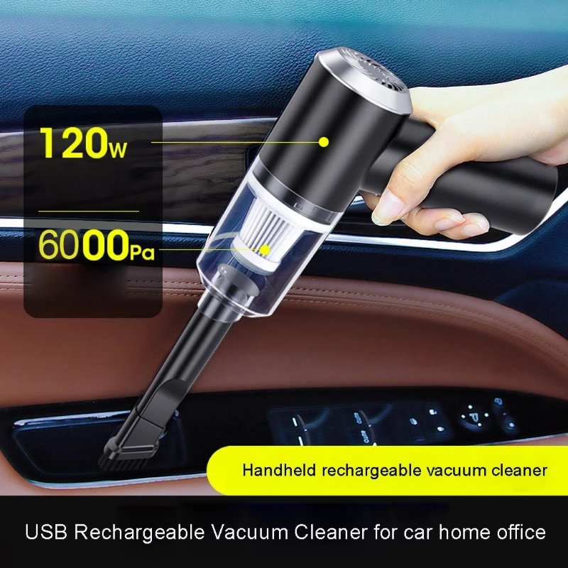 USB Rechargeable Cordless 6000Pa 120W Portable Handheld Powerful Wireless Car Vacuum Cleaner for SUV Truck Home Office Pet Hair