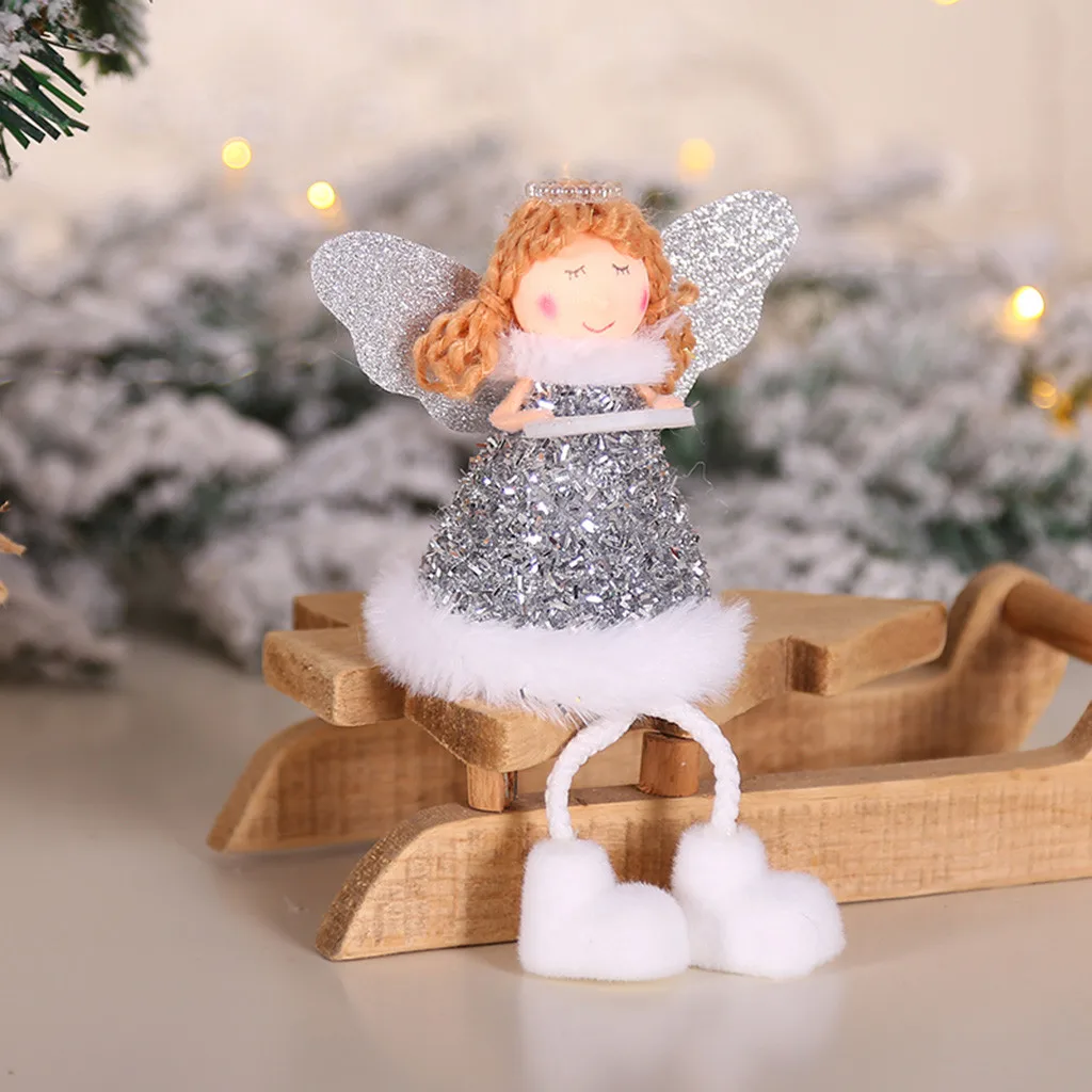 Рождественские елочные украшения, Рождественская Золотая и серебряная кукла, статуэтка старого ангела, украшения navidad adornos de navidad#20 - Цвет: D