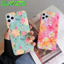 SUYACS Vintage acuarela flores funda de teléfono para iPhone 11 Pro Max XS Max XR 7 8 Plus X suave IMD mate cubierta trasera del teléfono regalos