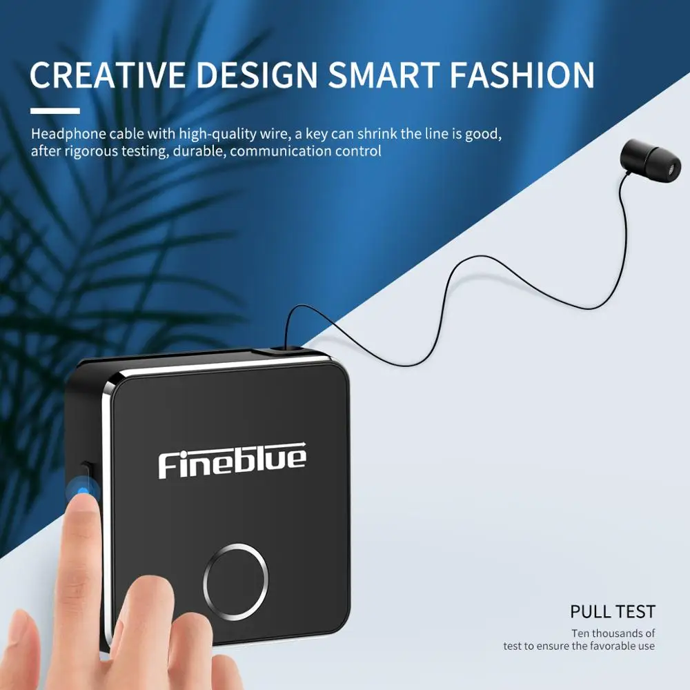 2PCS Fineblue F1  Wireless Business Bluetooth 5.0 Headset Sport Driver Earphone Telescopic Clip on Stereo Earbud Vibrate