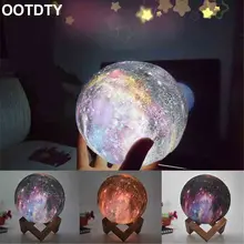 Новая луна лампа 3d принт ночной Светильник Led звездное небо светильник подарок Детская комната Домашний декор с деревянным держателем