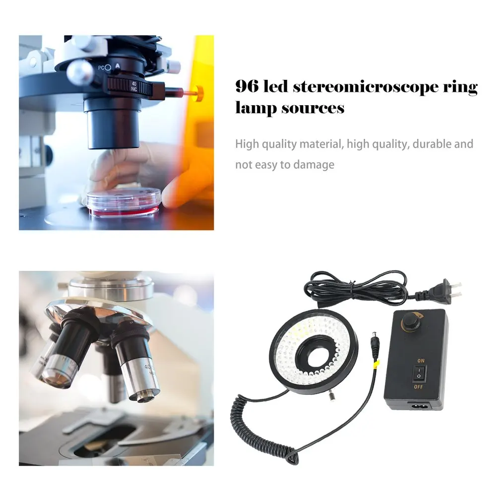 

Screw On Metal 96 LED Microscope Ring Light Adjustable Illumination Lamp for Monocular Video Microscope