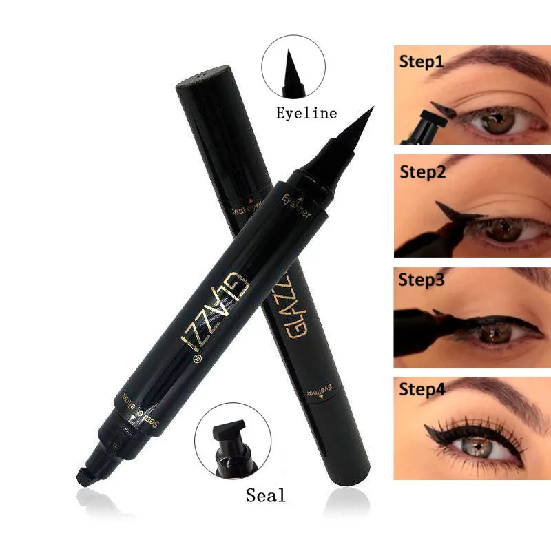 

1 Pc Double-Headed Seal Black Eyeliner Long Lasting Waterproof Sweat Proof Eyes Makeup 2-in-1 Durable Eyeliner Marker Pen TSLM1