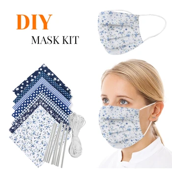 

25X25CM DIY Face Mask Material Homemade Dustproof Mask 100% Cotton Fabric Face Cover Sewing Materials With Mask Elastic Rope 6M